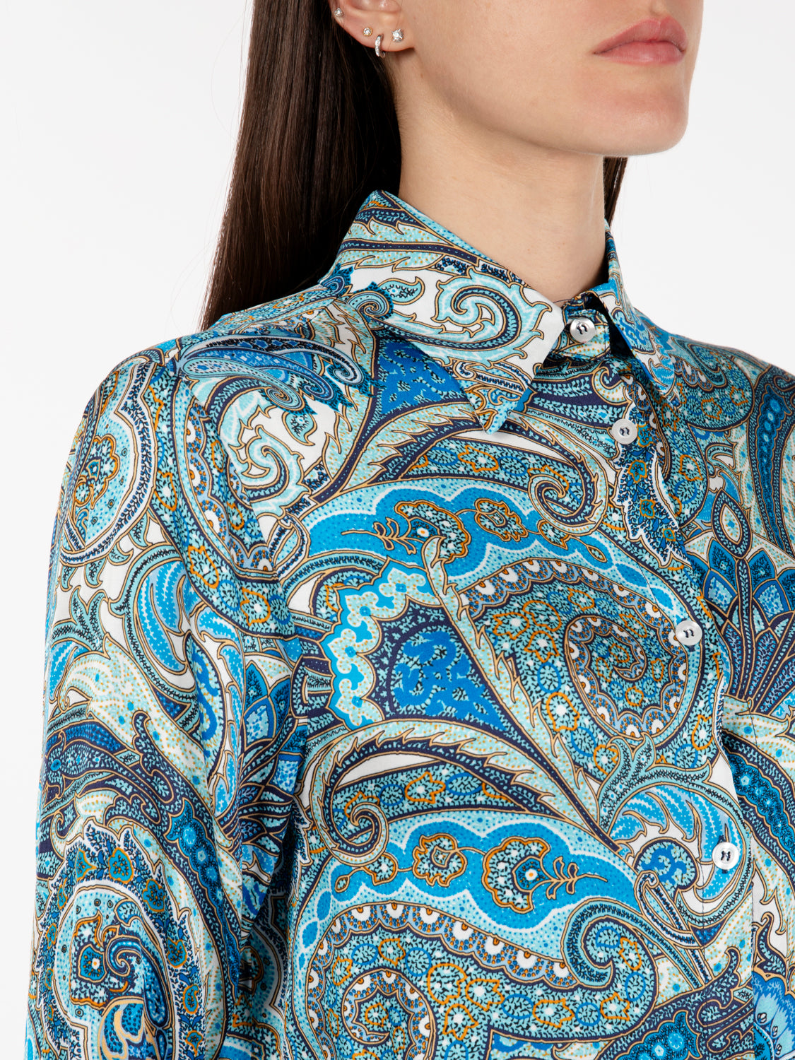 Camicia fantasia damascata blu