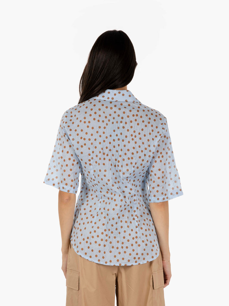 STIMM - Camicia fantasia pois azzurra