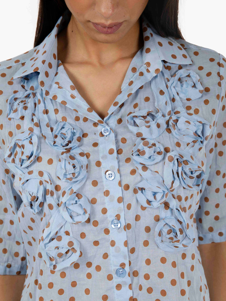 STIMM - Camicia fantasia pois azzurra