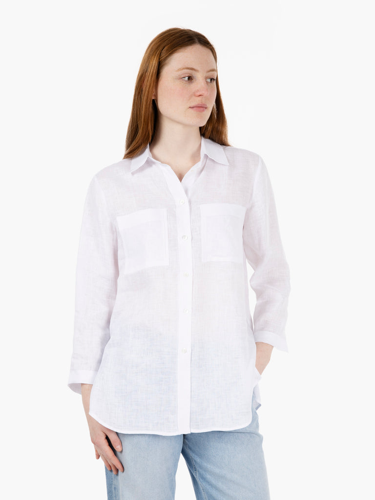 STIMM - Camicia in lino con tasche bianca