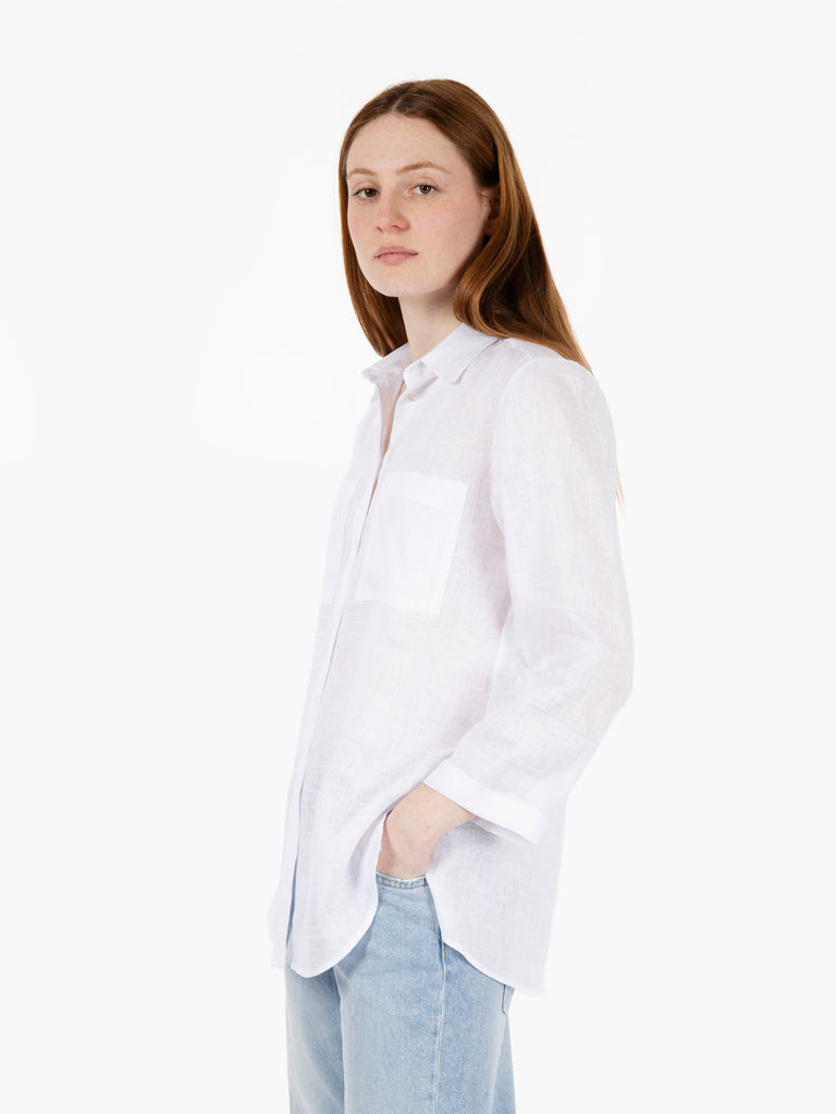 STIMM - Camicia in lino con tasche bianca