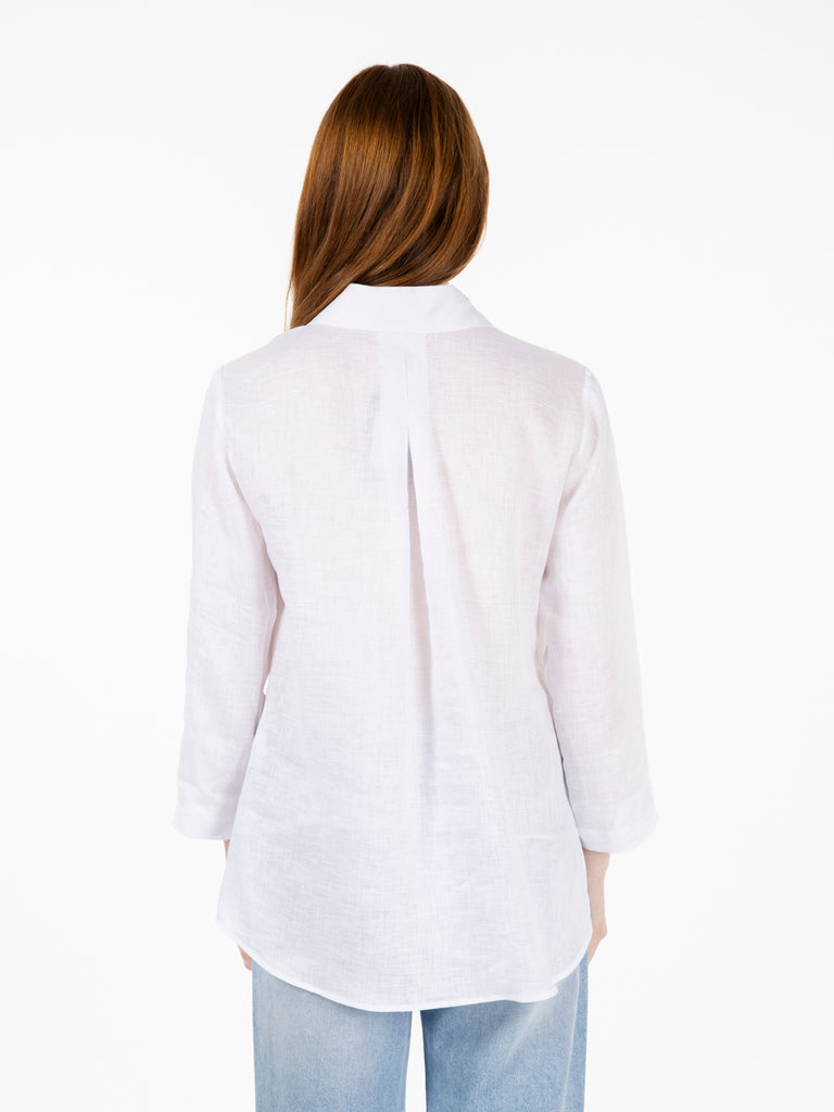 STIMM - Camicia in lino con tasche bianca