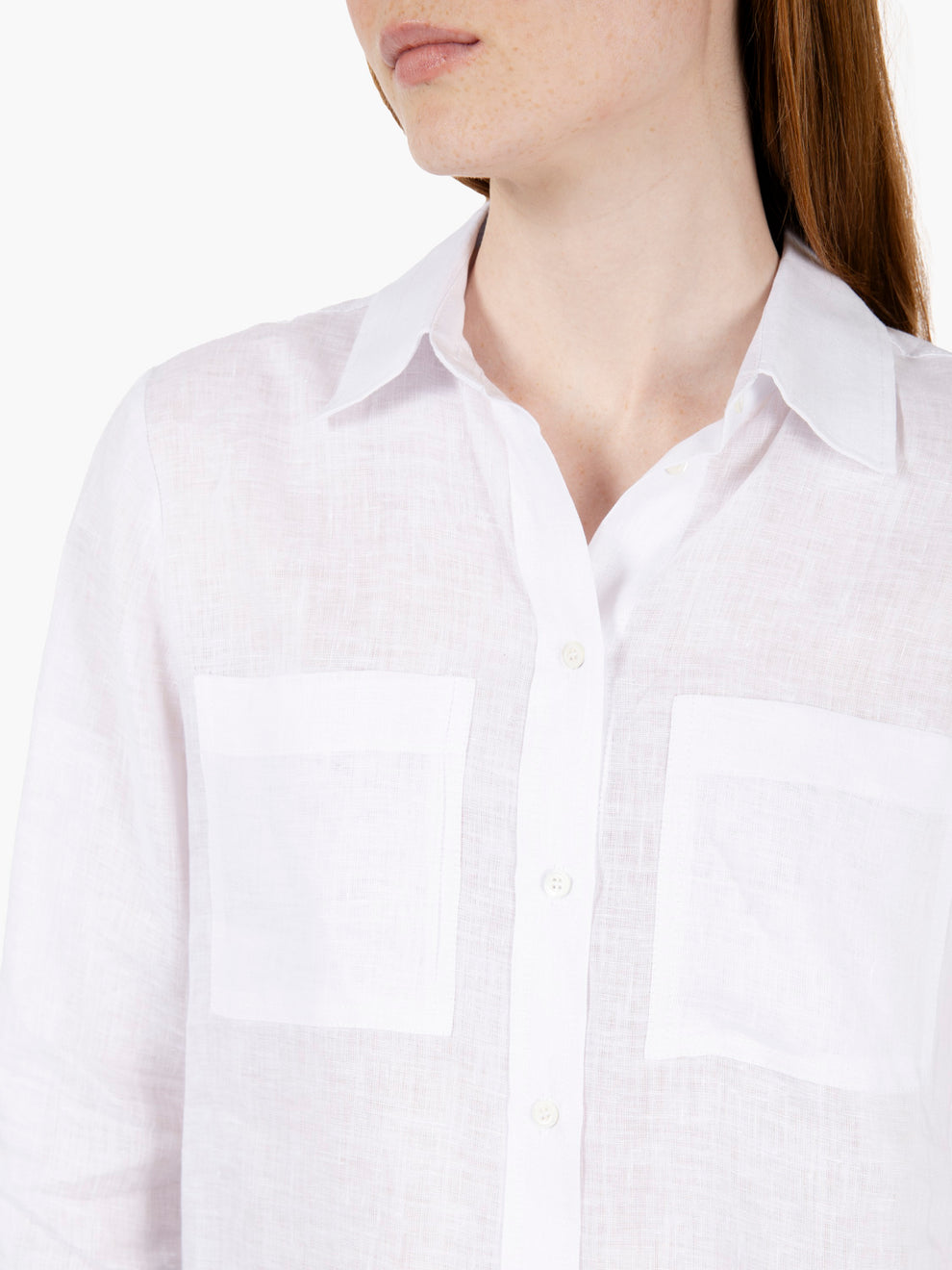Camicia in lino con tasche bianca