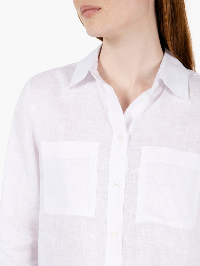 STIMM - Camicia in lino con tasche bianca