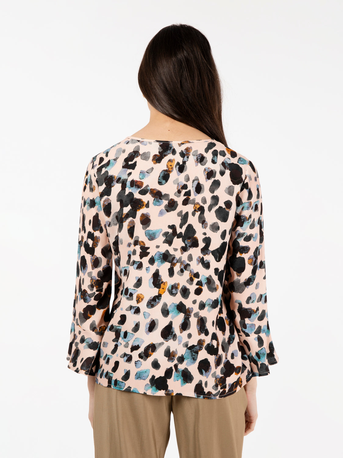 Pink spotted pattern viscose shirt