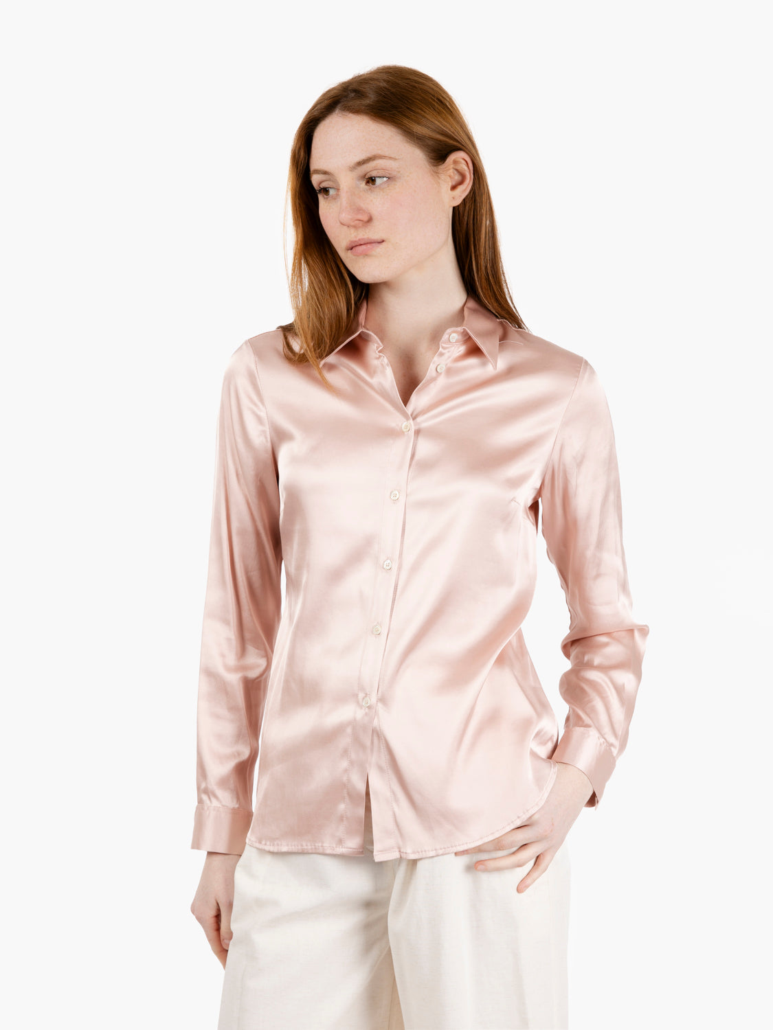 Iria pink satin shirt