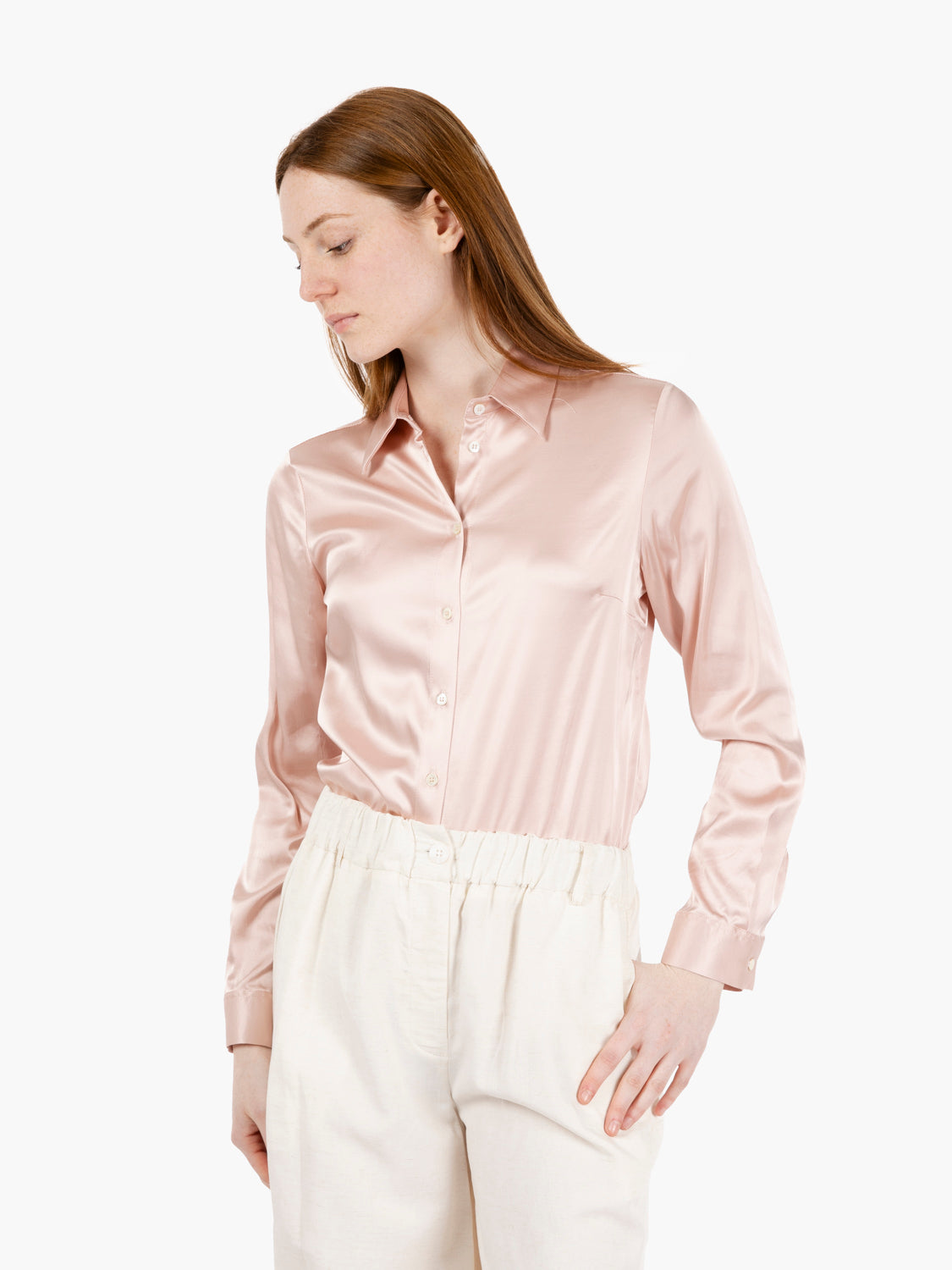 Iria pink satin shirt