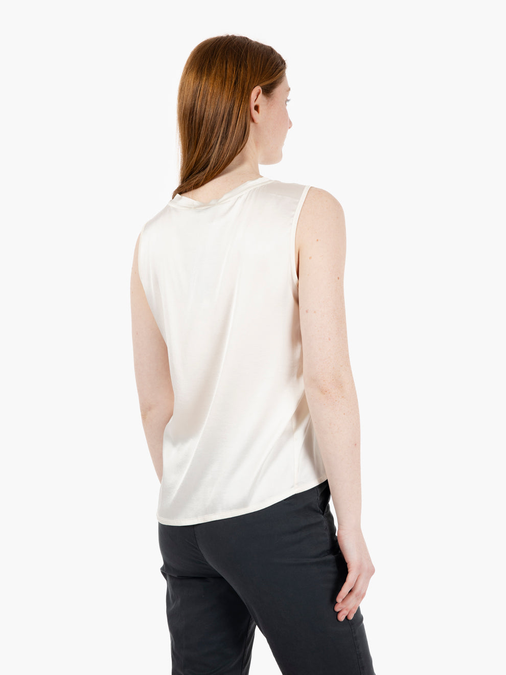 Irina Sleeveless Champagne Satin Blouse