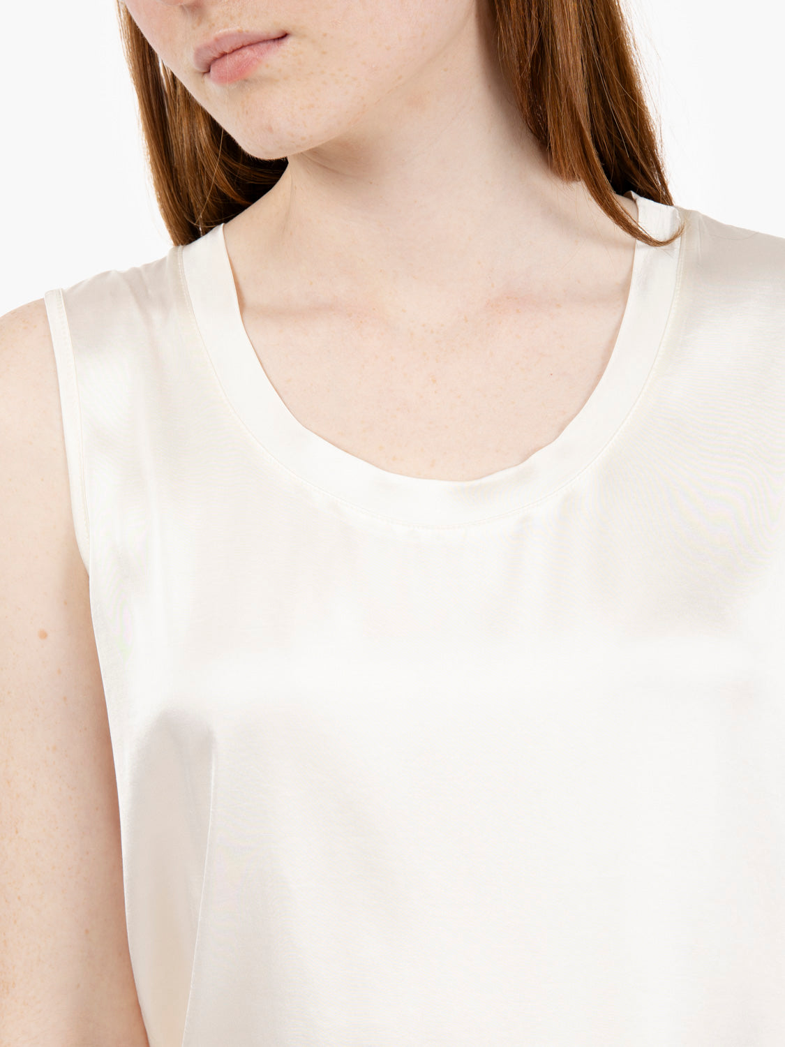 Irina Sleeveless Champagne Satin Blouse