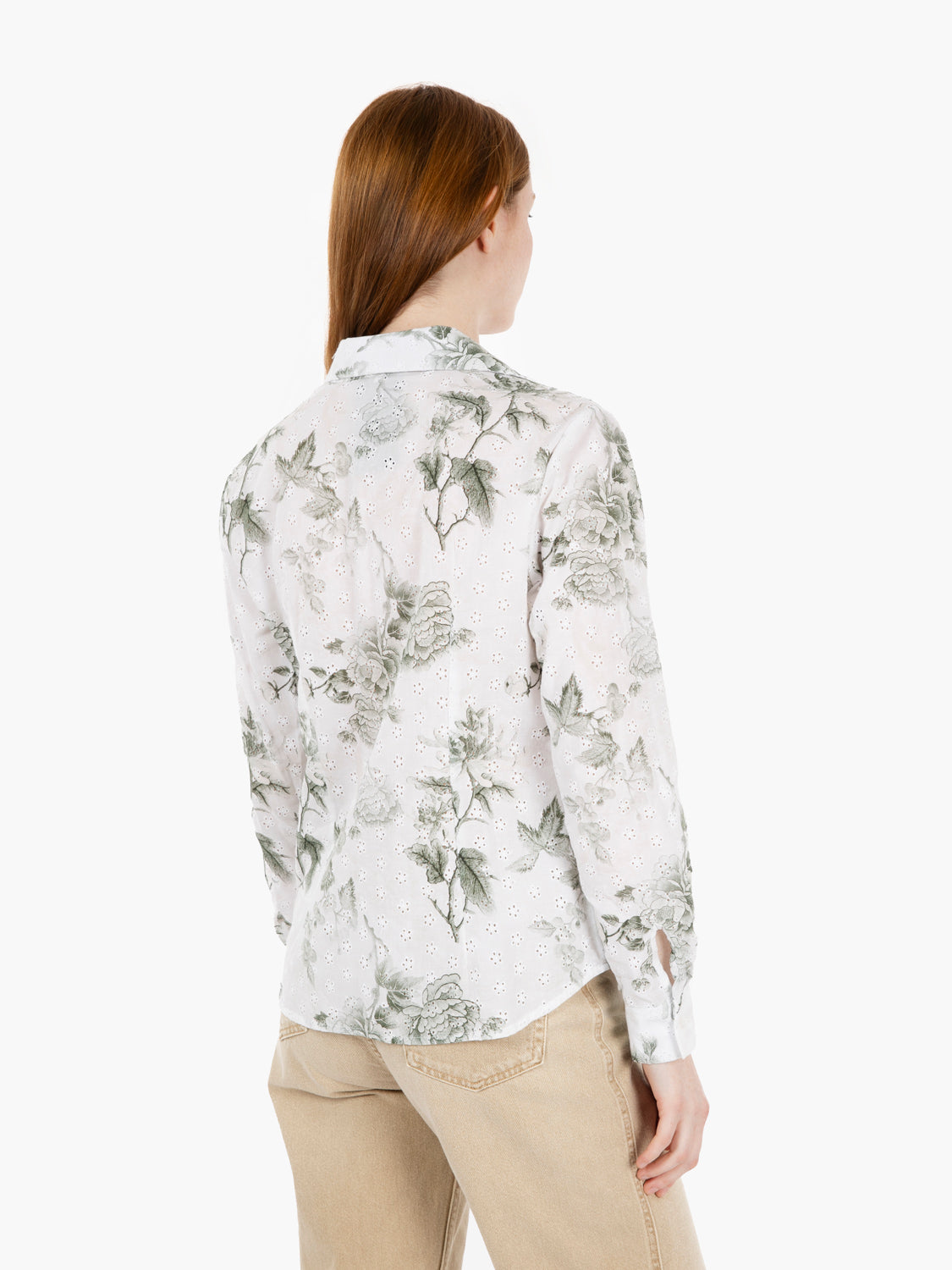 Isotta shirt sangallo pattern white / green