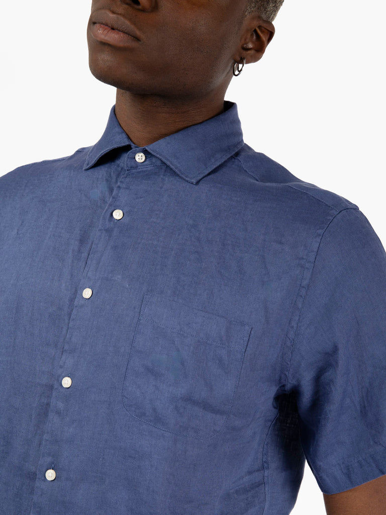 STIMM - Camicia lino a maniche corte ultramarine