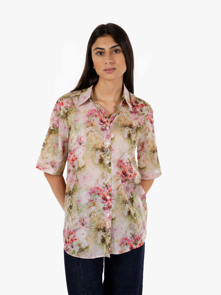 STIMM - Camicia manica corta fantasia floreale