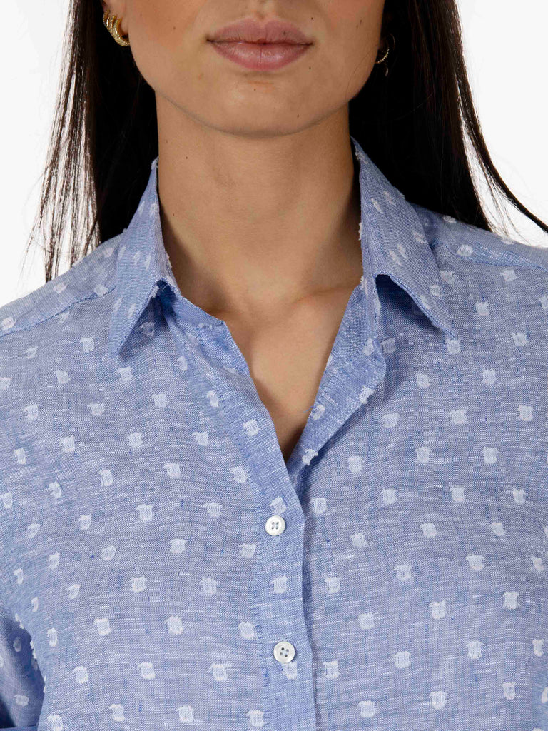 STIMM - Camicia manica corta operata azzurra