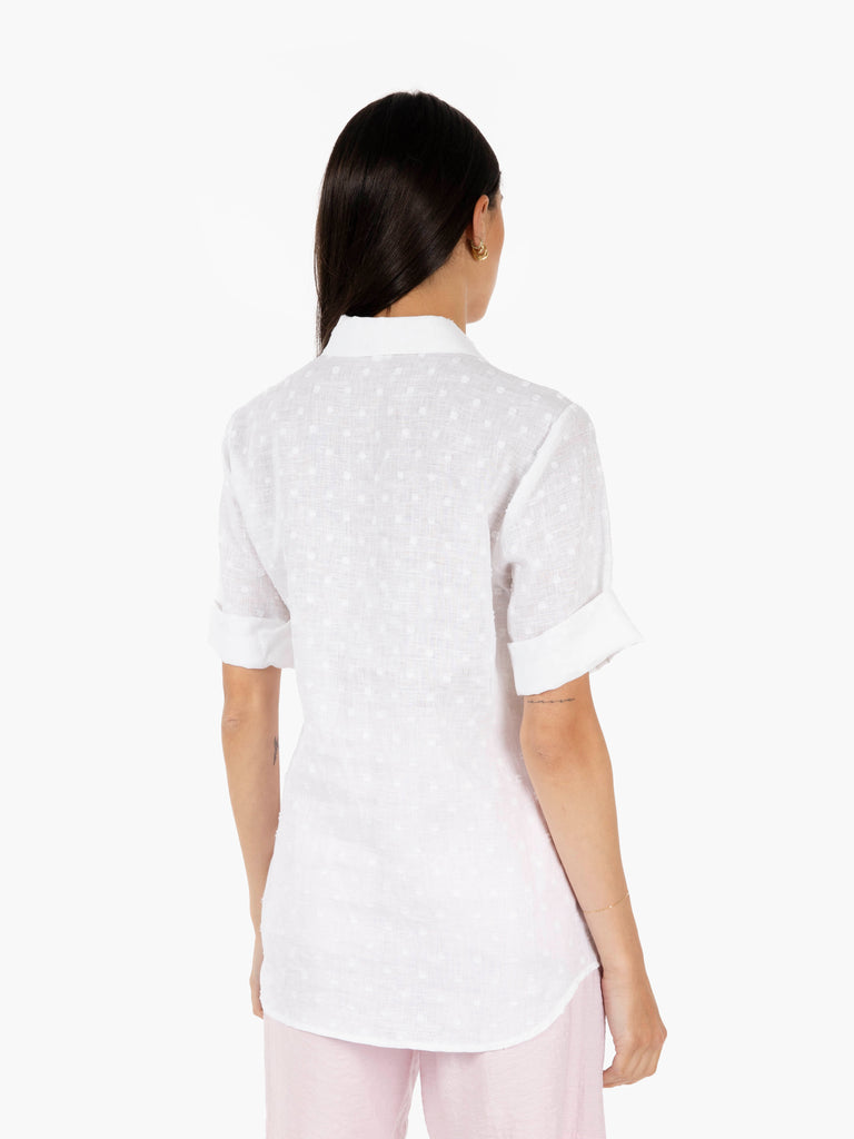 STIMM - Camicia manica corta operata bianca