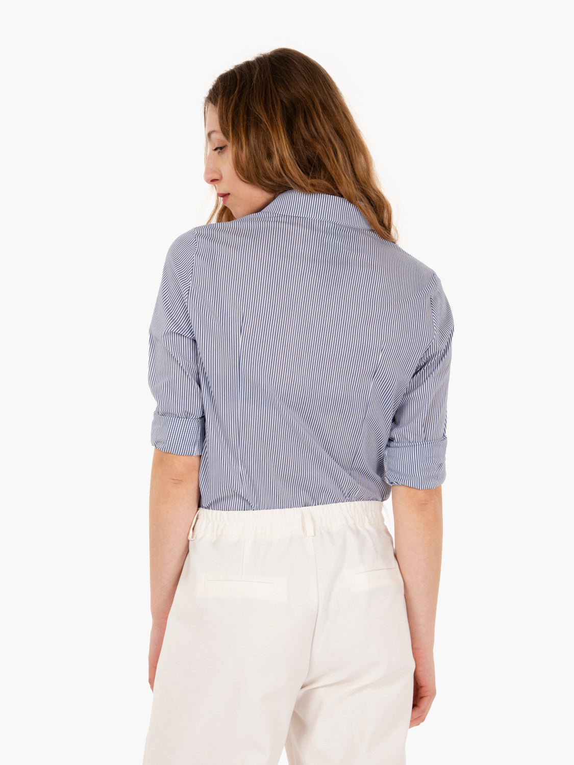 Ylenia striped shirt with blue roses