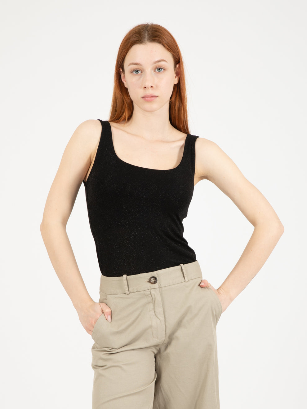 Black lurex tank top