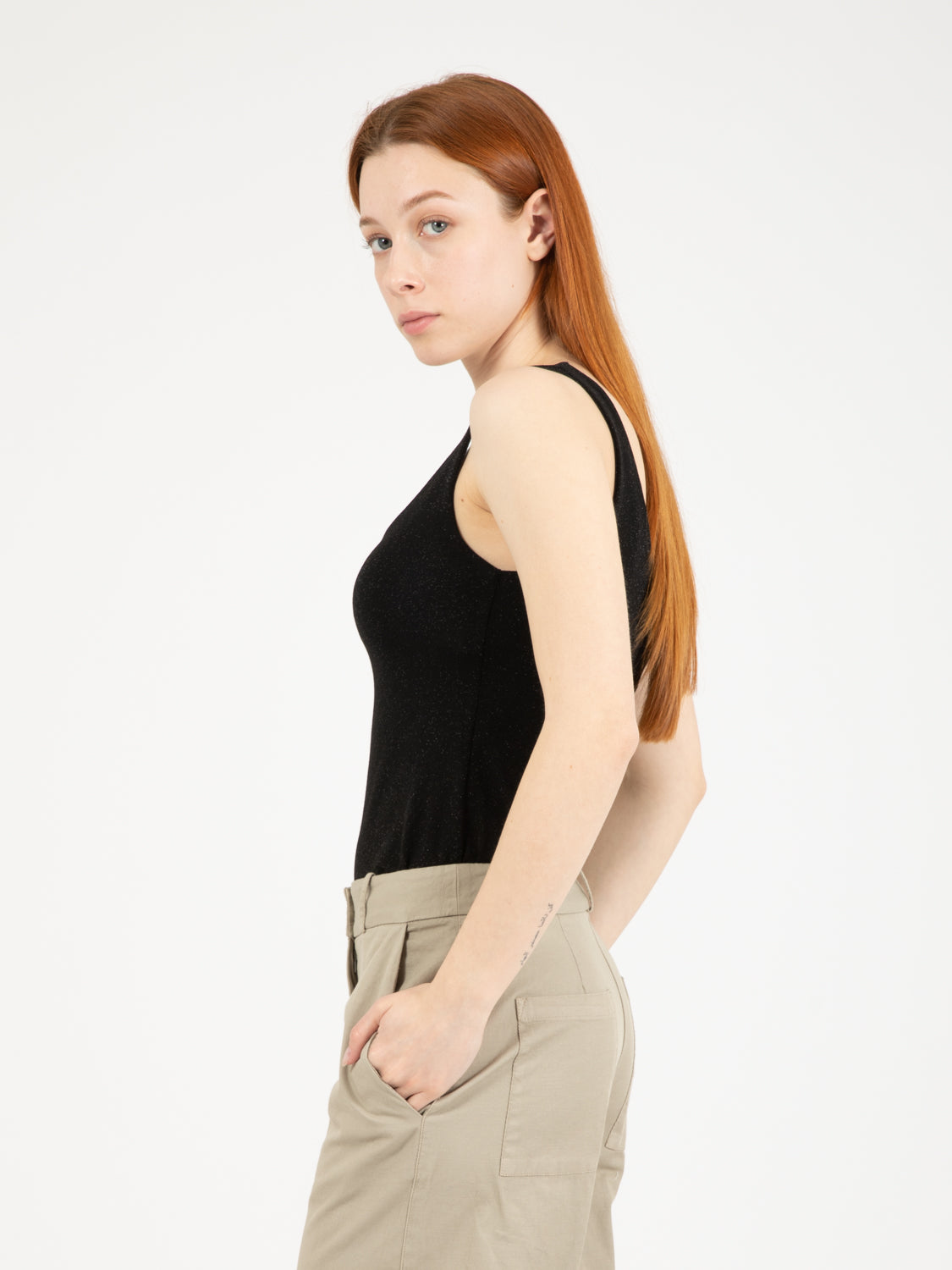 Black lurex tank top