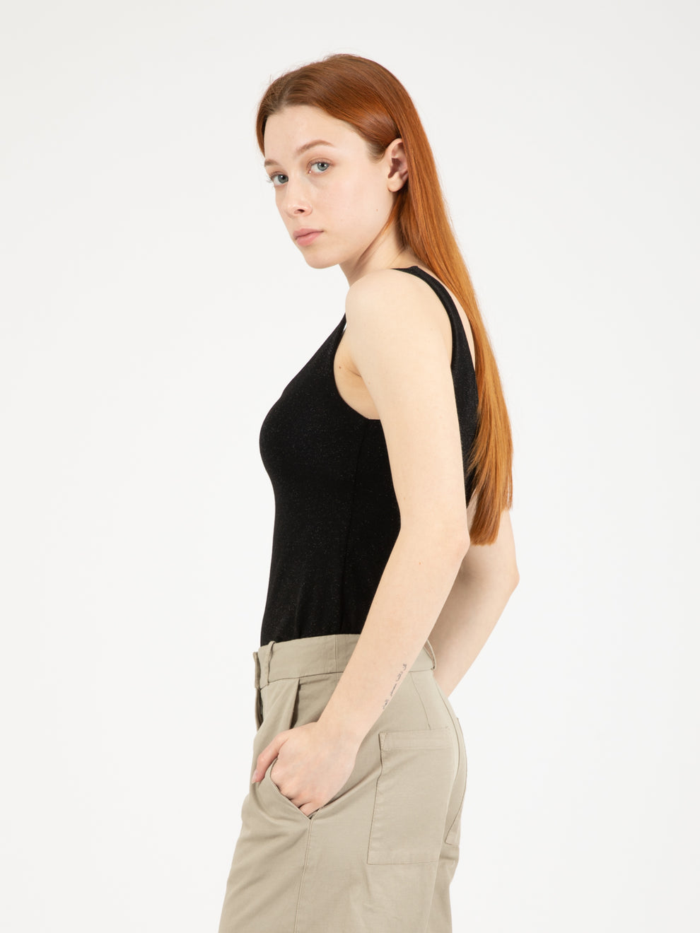 Black lurex tank top