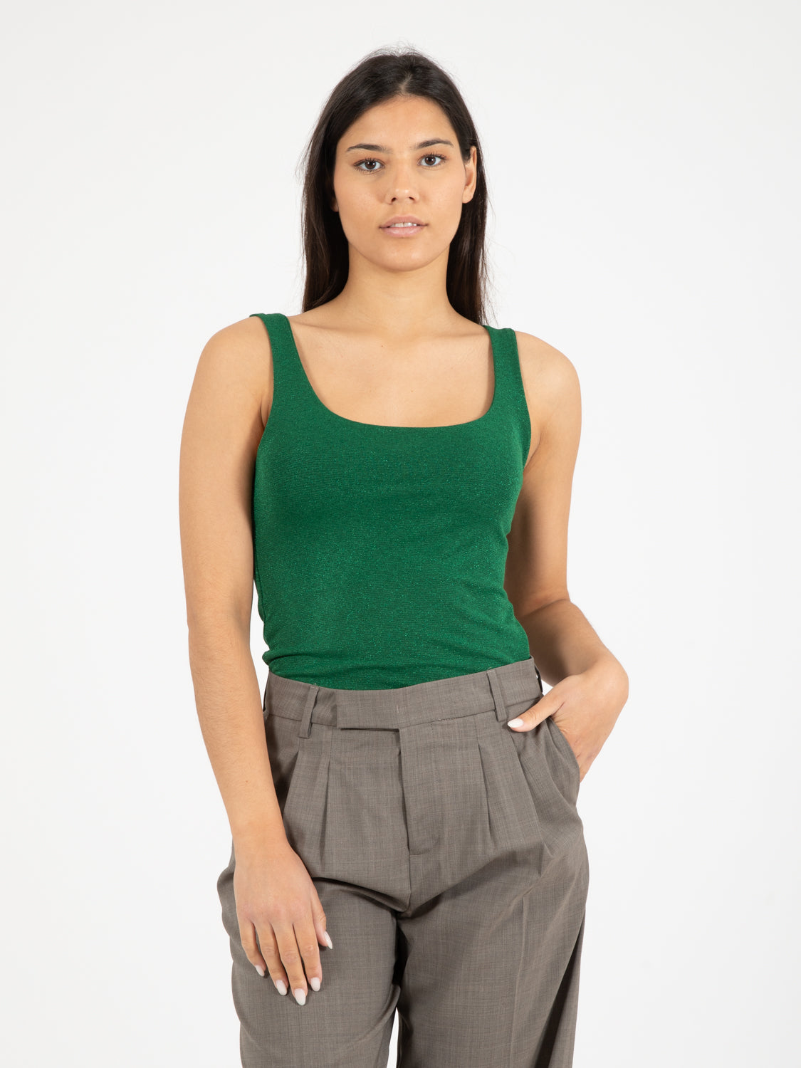 Green lurex tank top