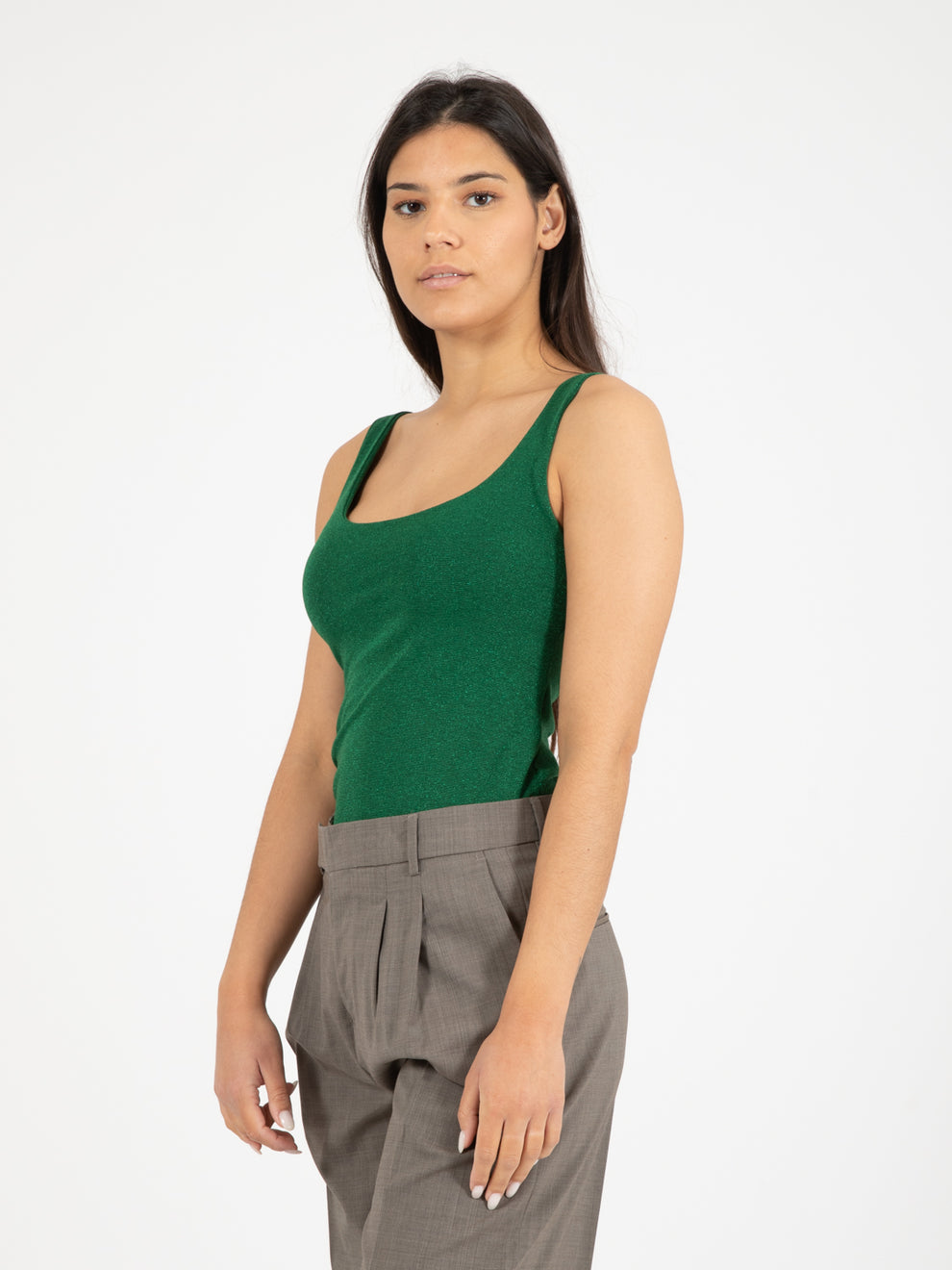 Green lurex tank top
