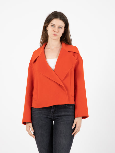 Cappotto corto Scarlett in lana arancio