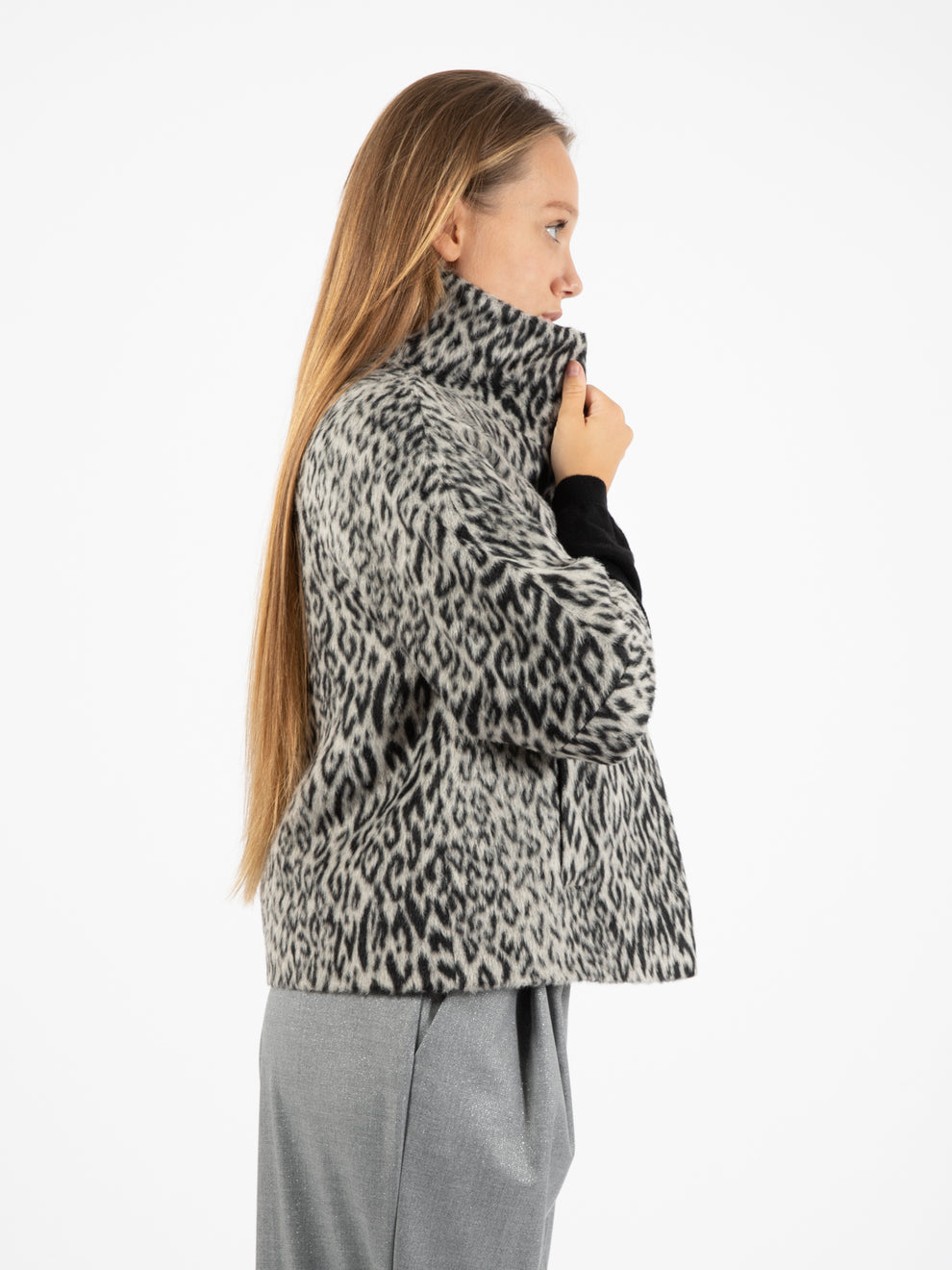 Tonya Short Coat Spotted Black/White