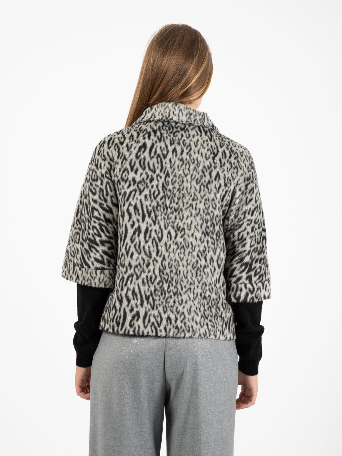 Tonya Short Coat Spotted Black/White