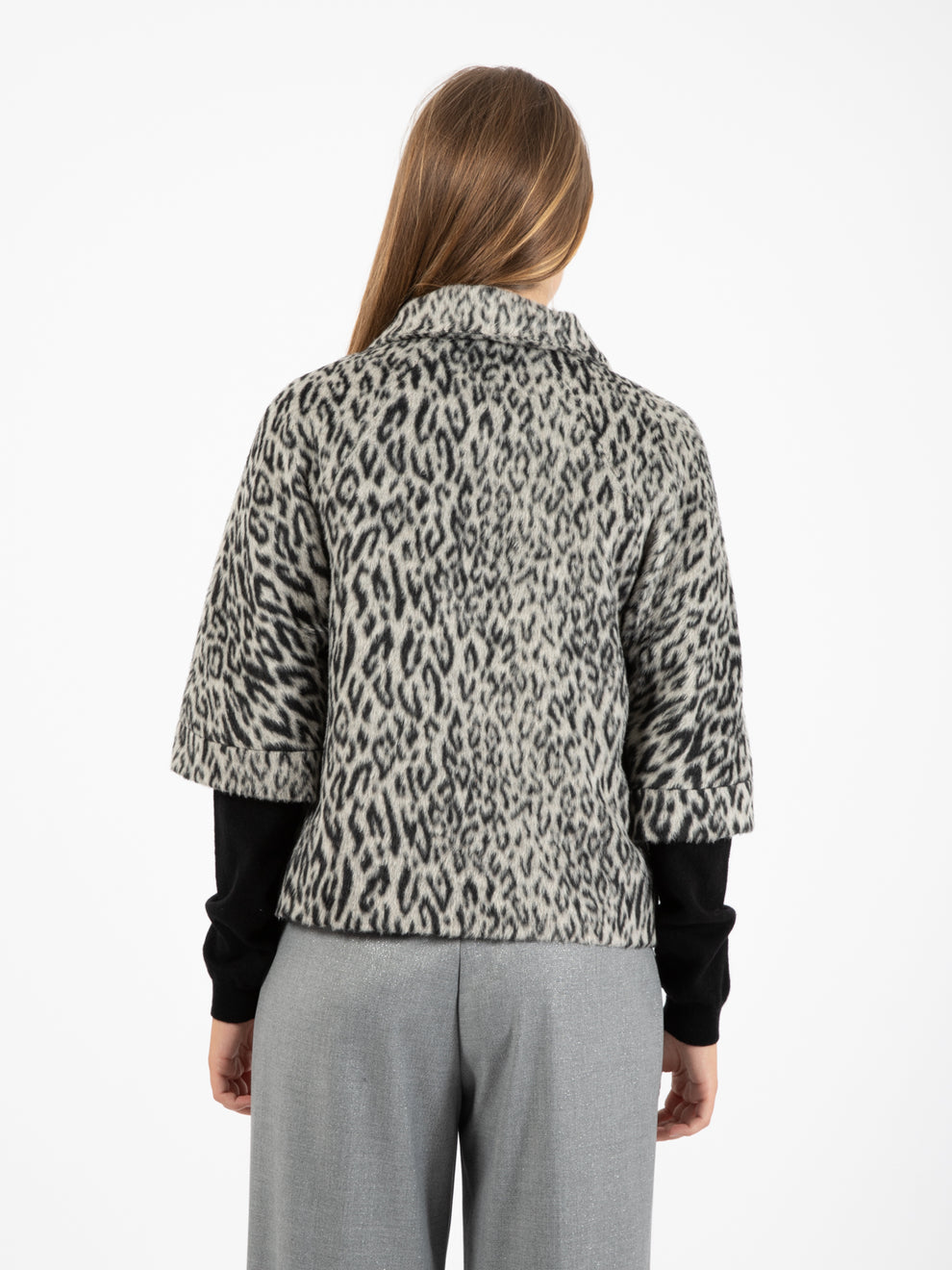 Tonya Short Coat Spotted Black/White