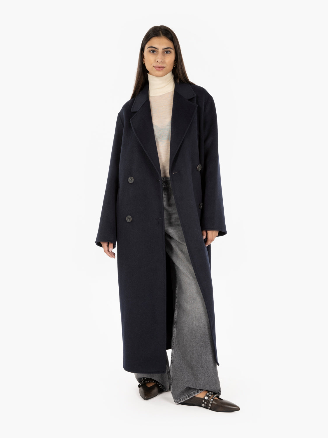 Diane double-breasted coat in blue