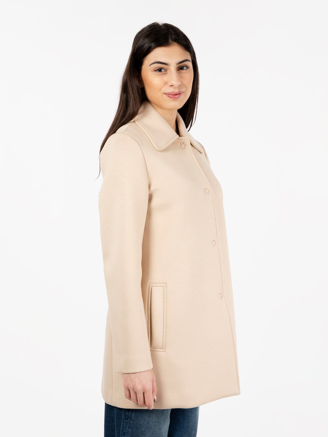 Cappotto in neoprene beige