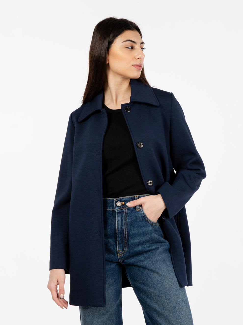 Cappotto in neoprene blu