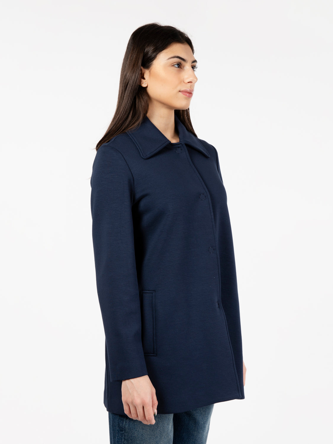 Cappotto in neoprene blu