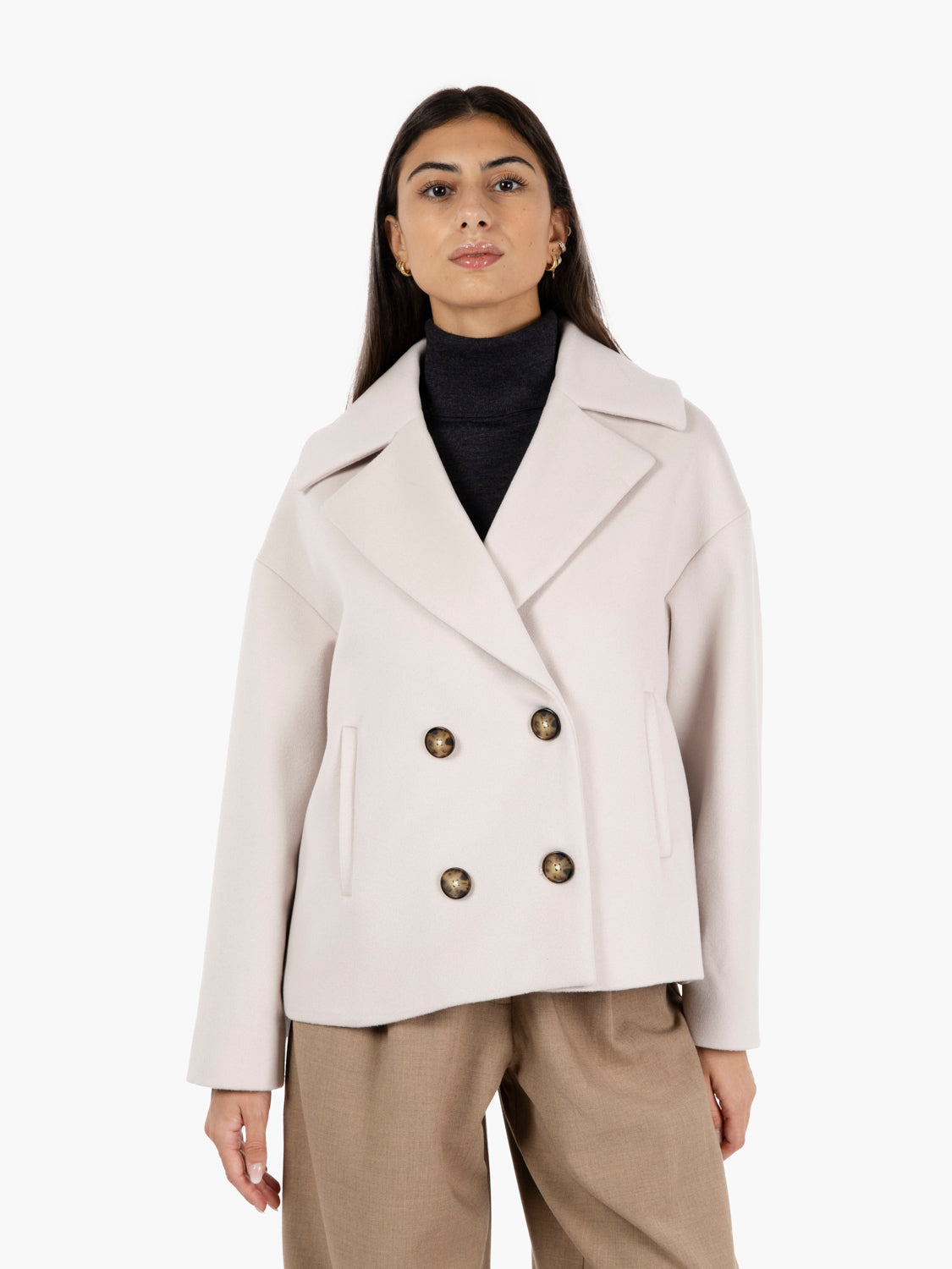 Cappotto Iris Barolo in lana beige