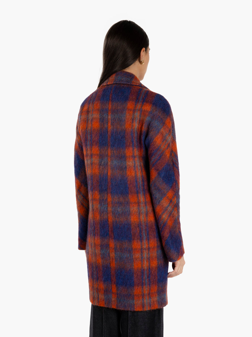 Maya Ludovica plaid coat in orange/blue