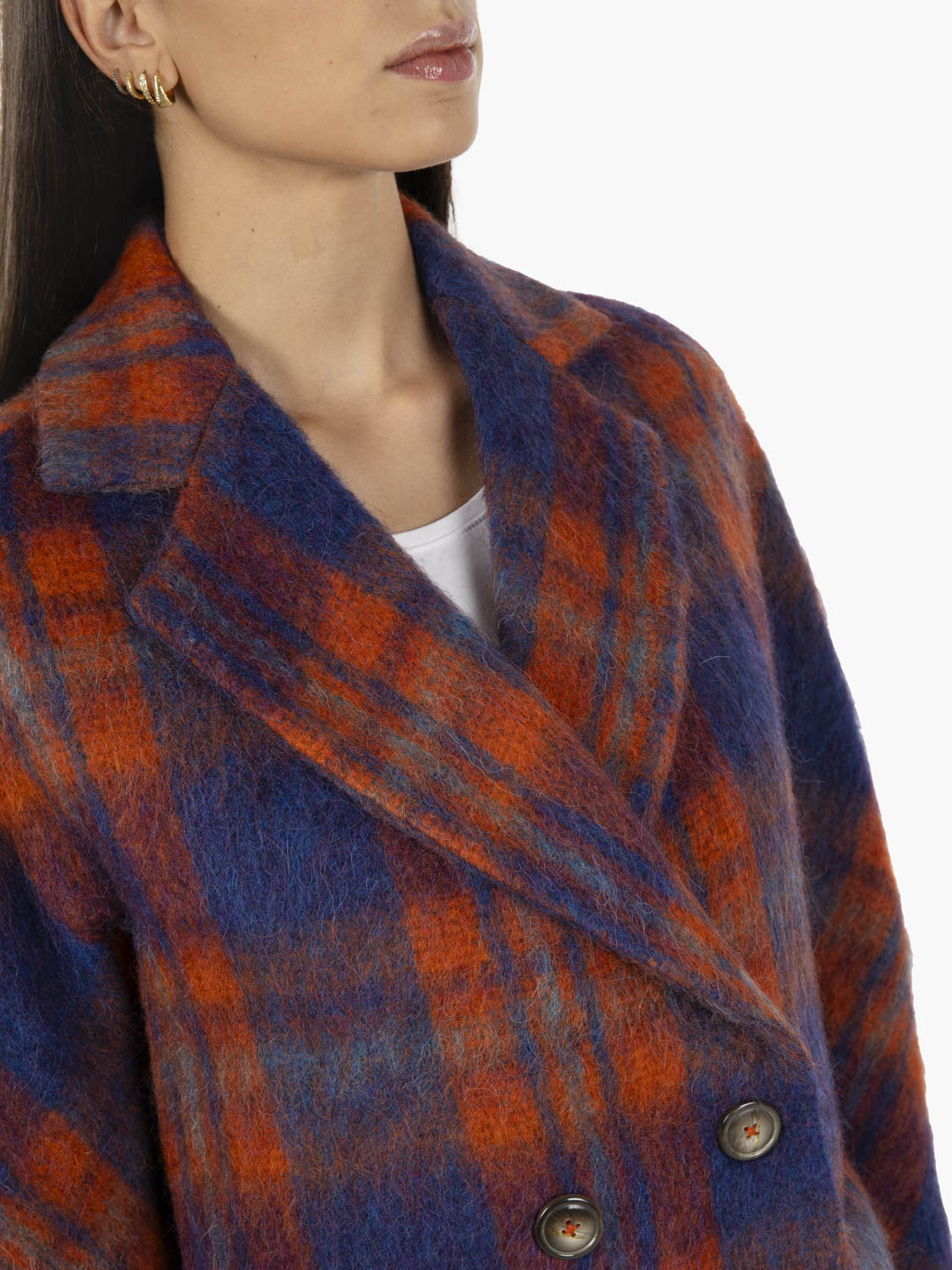 Cappotto Maya Ludovica plaid arancio / blu