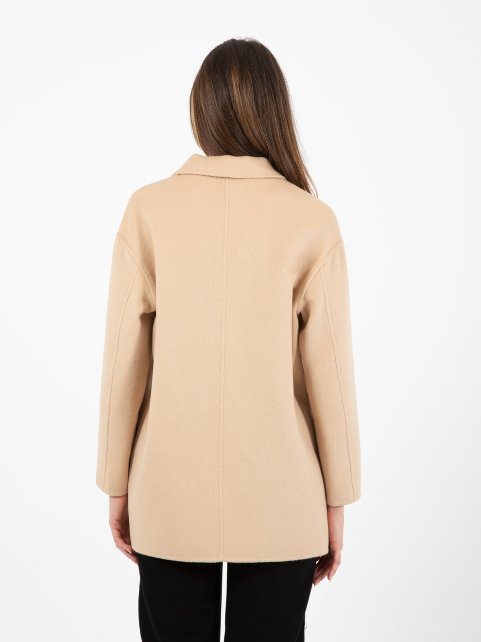 Scarlett Single Breasted Coat in Beige Wool