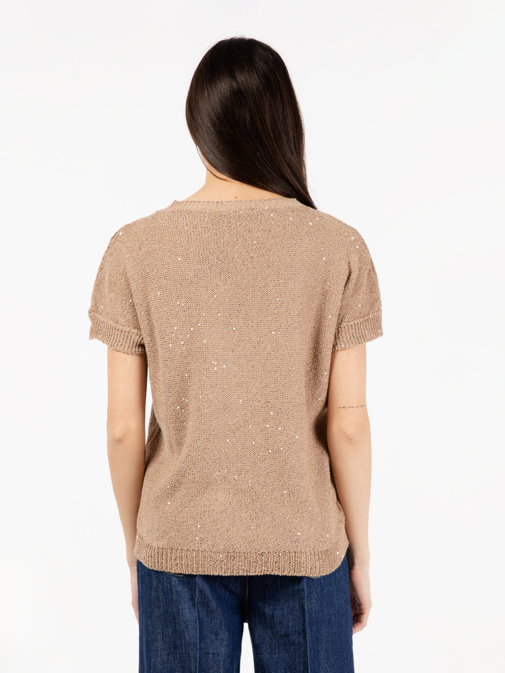 Beige short sleeve cardigan