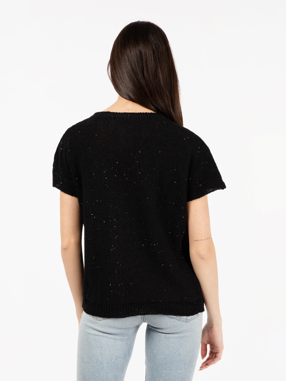 Black short sleeve cardigan