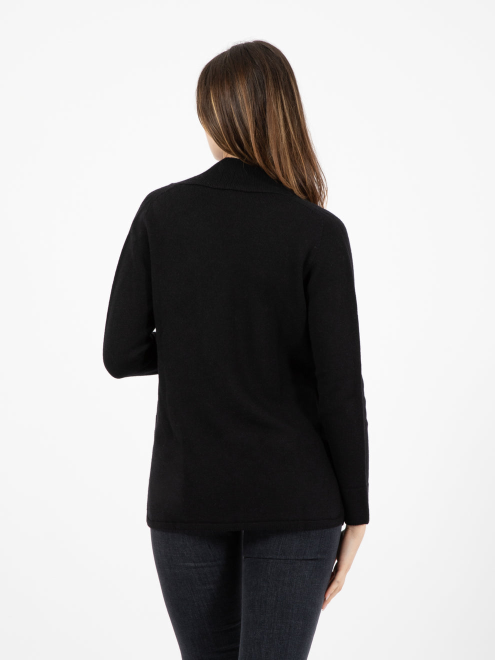Black wool open cardigan