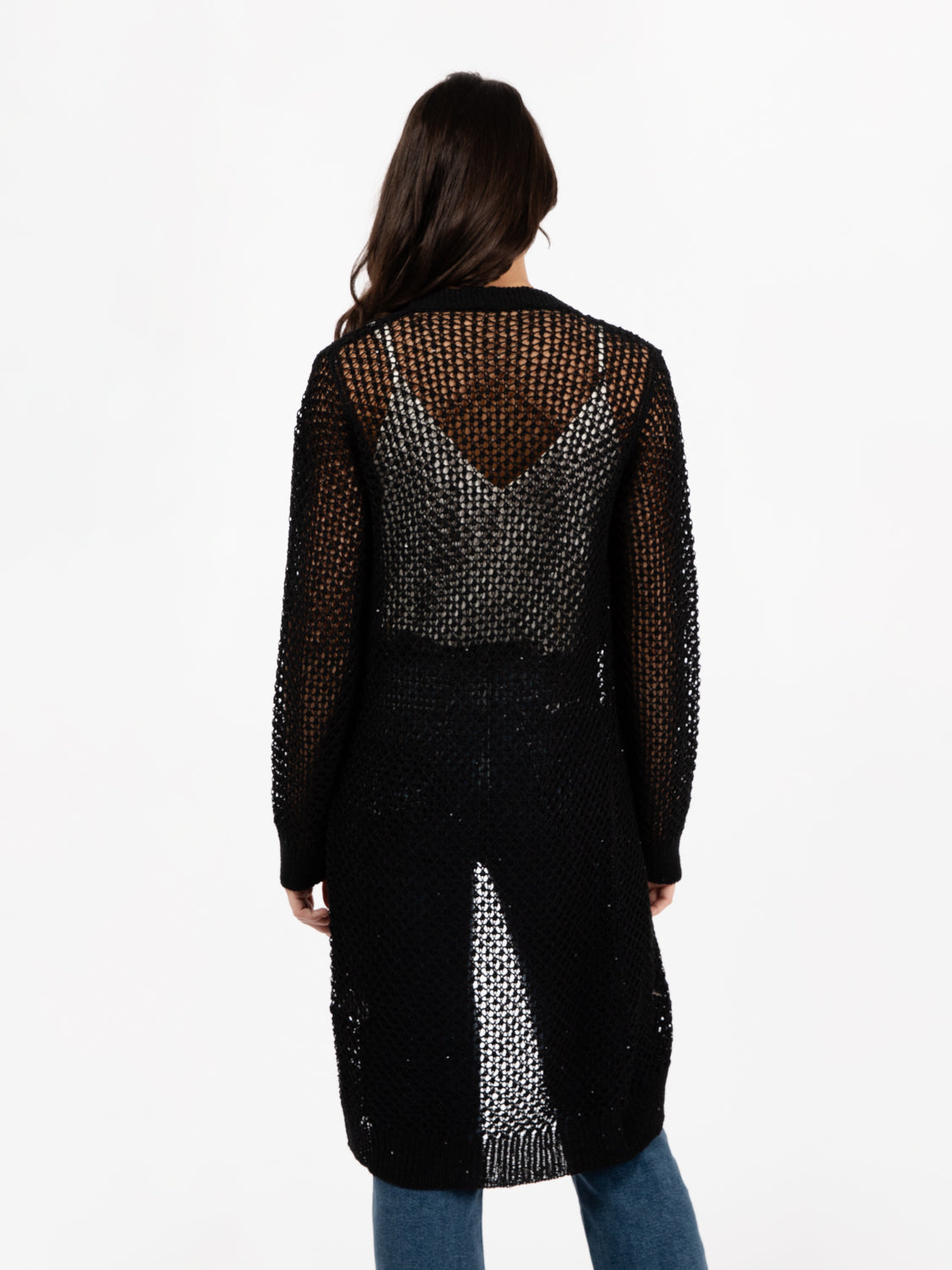 Black Knitted Open Cardigan