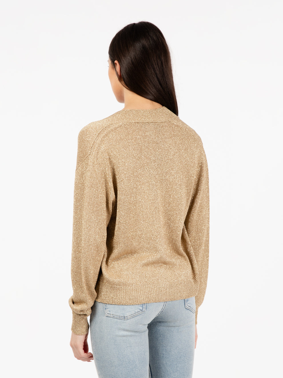Gold lurex open cardigan