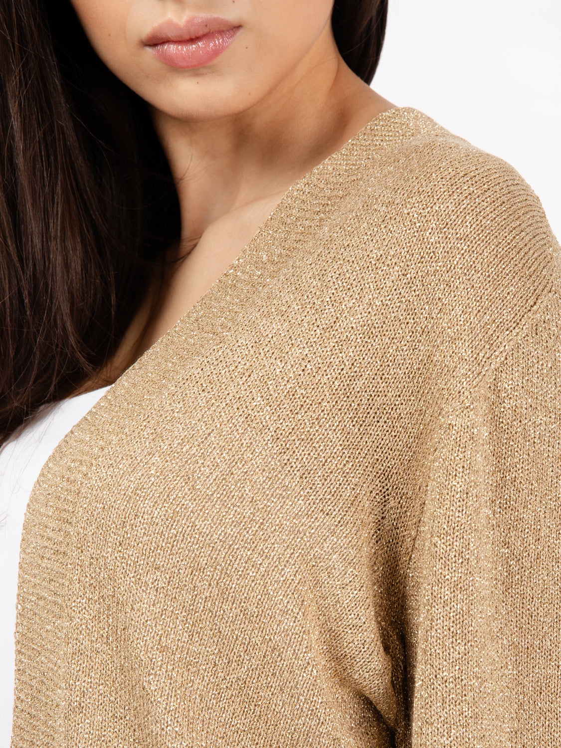 Gold lurex open cardigan