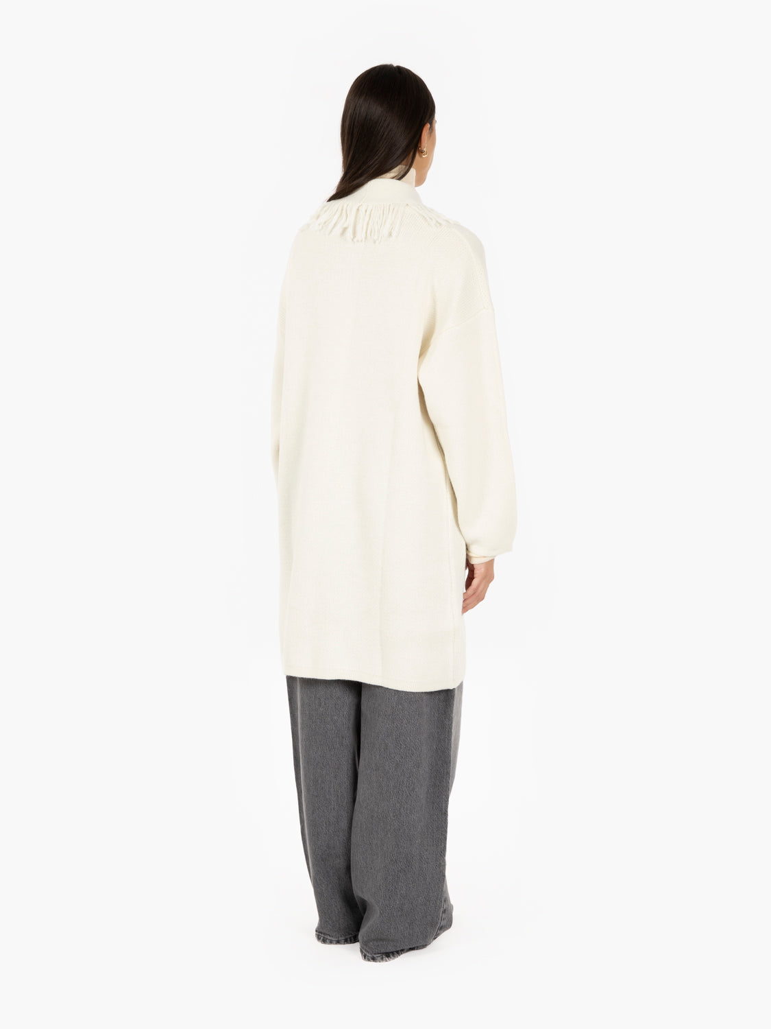 Cardigan con frange panna