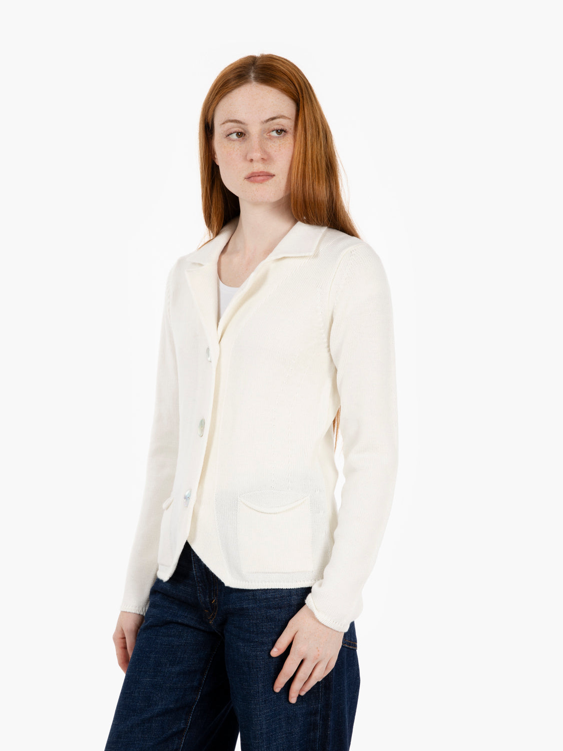 Cardigan with ecru lapels