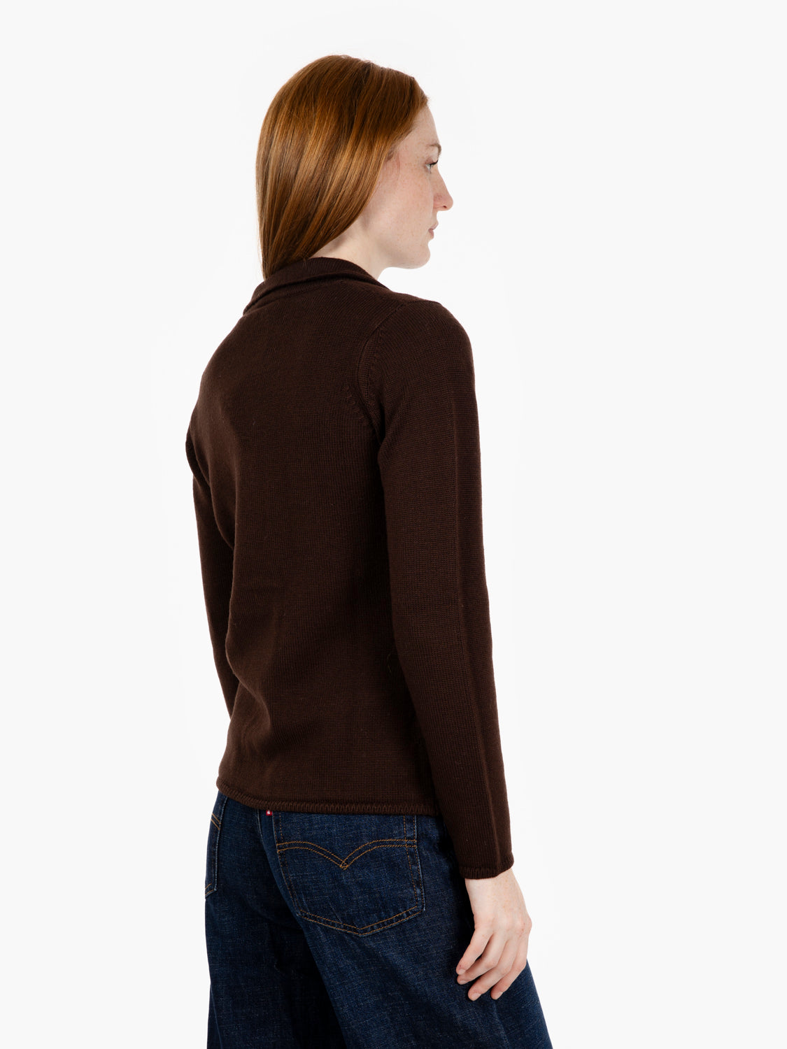 Cardigan with dark lapels