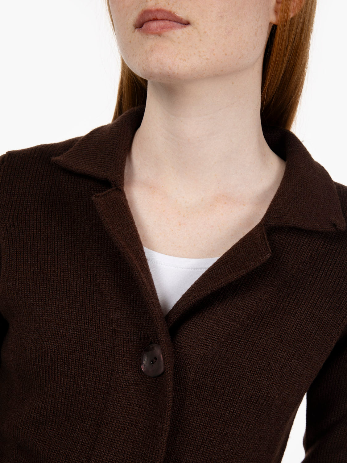 Cardigan with dark lapels