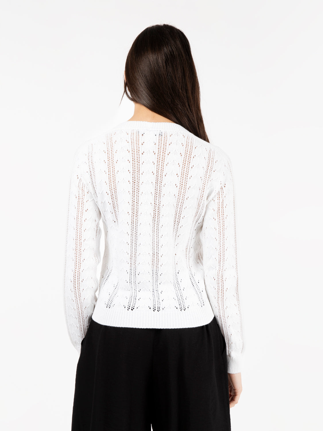 White perforated cotton cardigan