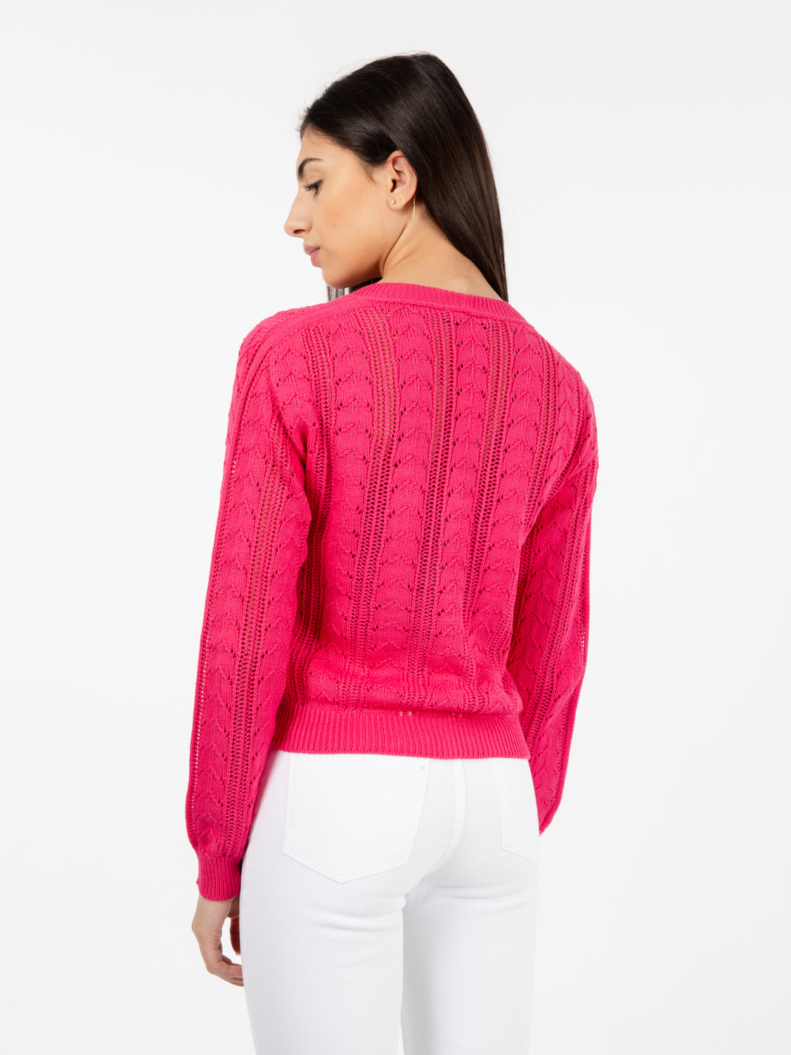 Strawberry openwork cotton cardigan