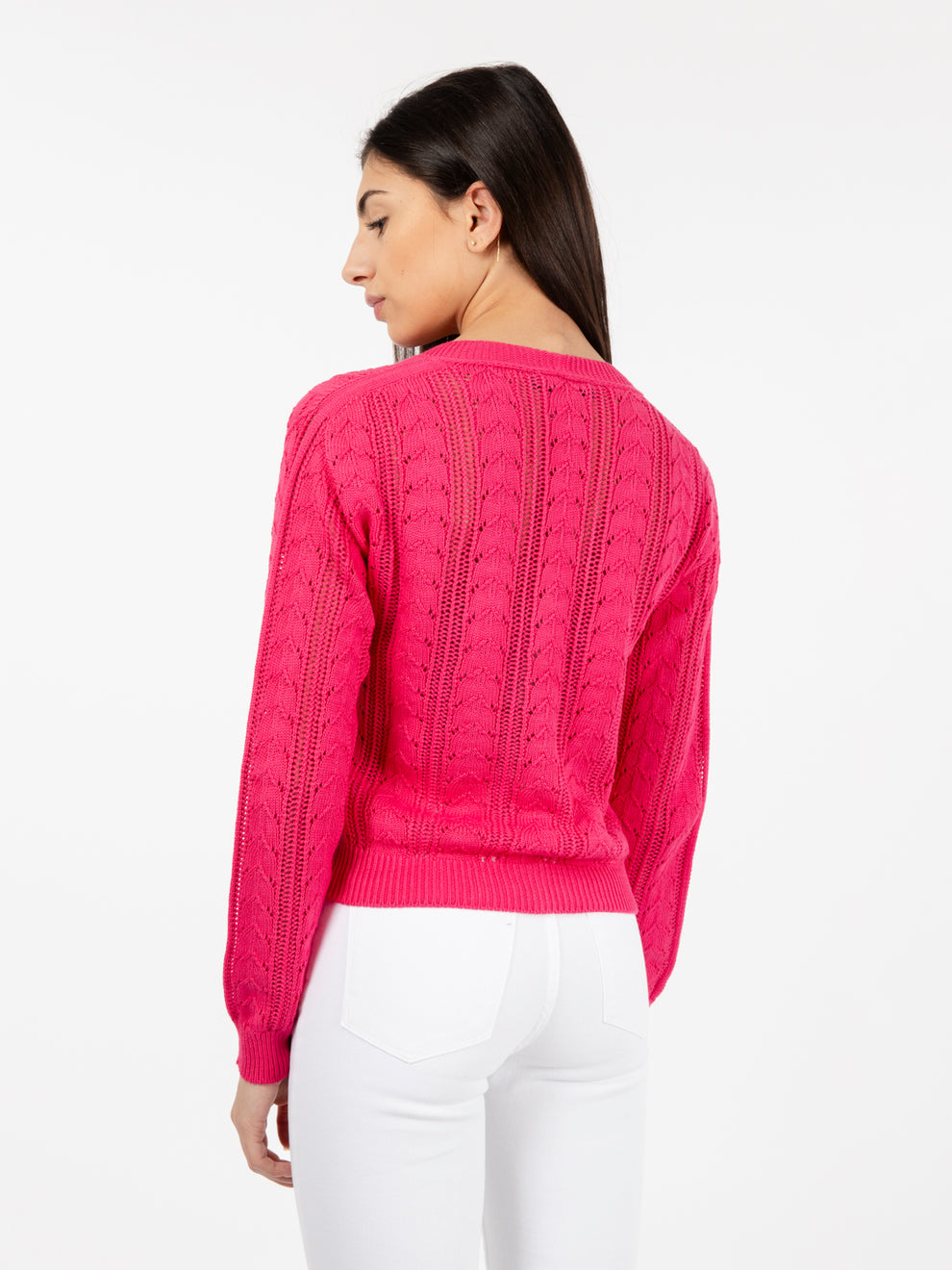 Strawberry openwork cotton cardigan