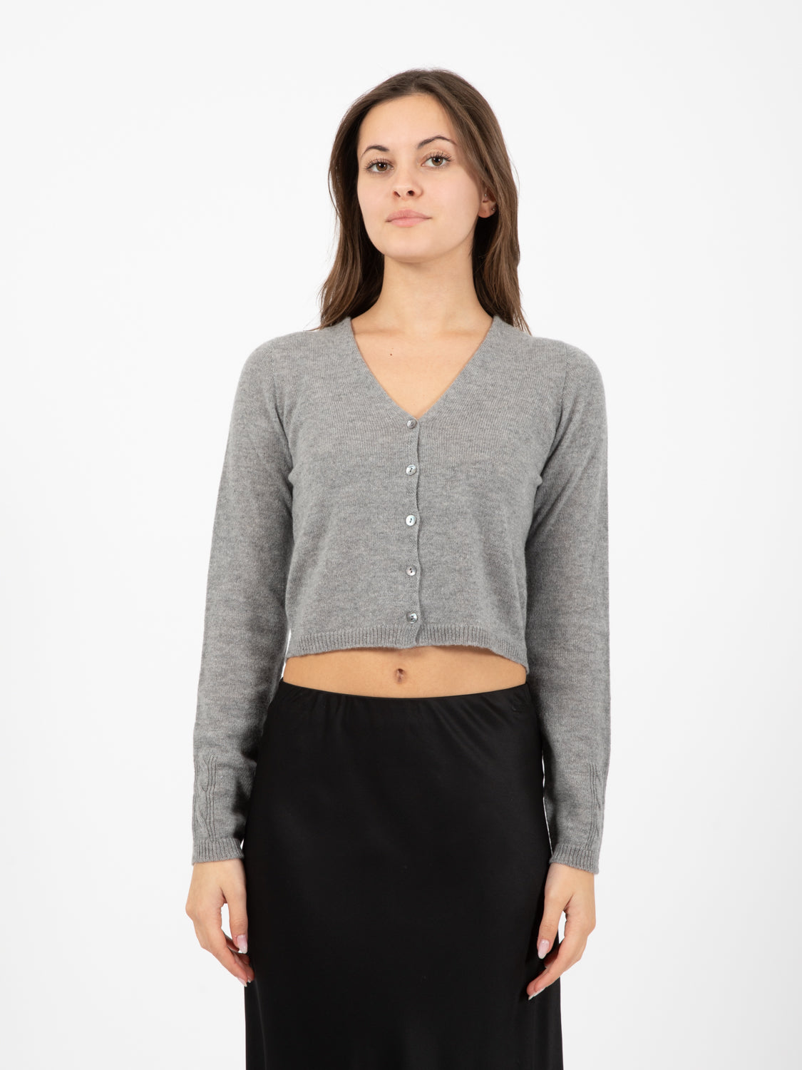 Grey Crop Cardigan